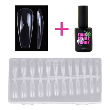 Set of extension  gel nails, transparent, 240 pcs + ADORE Gel glue 15ml