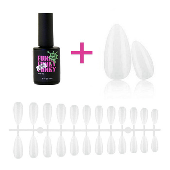 Gel tips for nail extension white almond 240 pcs + ADORE Funky Tips Glue Gel 15 ml