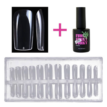 A set of transparent square gel tips 240 pcs + ADORE Funky Tips Glue Gel 15 ml