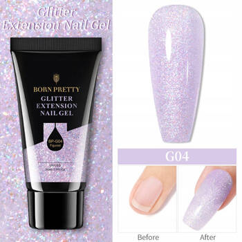 BORN PRETTY acrylic gel for extensions G04 perple with glitter 30ml