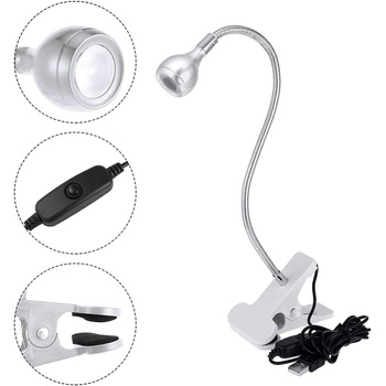 Flexible mini LED lamp - a clip-on flashlight for manicure Gray