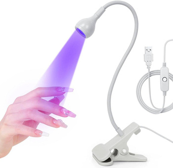 Flexible mini LED lamp - a clip-on flashlight for manicure White