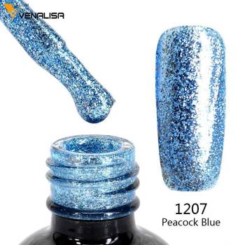 Gel nail polish with liquid foil effect Venalisa Platinum 1207 silver-blue 12 ml