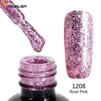 Gel nail polish with liquid foil effect Venalisa Platinum 1208 silver-pink 12 ml