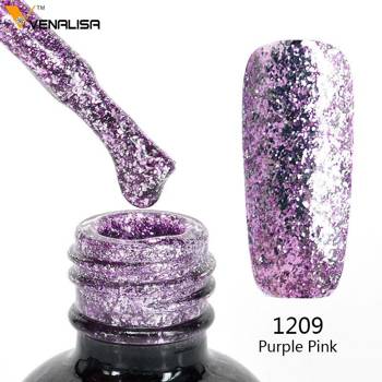 Gel nail polish with liquid foil effect Venalisa Platinum 1209 silver-violet 12 ml