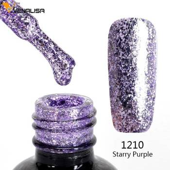Gel nail polish with liquid foil effect Venalisa Platinum 1210 silver-violet 12 ml