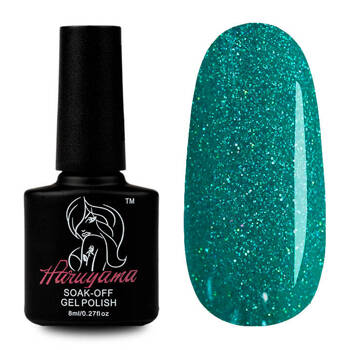Gel polish bottle green with shiny blue particles Haruyama 025 8ml