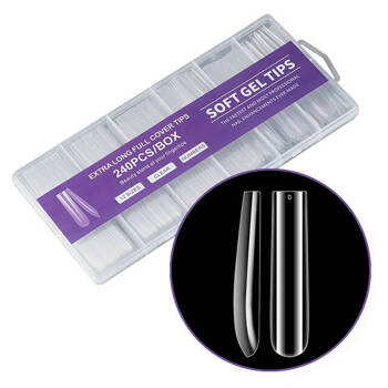 Gel tips Long Square XXL transparent 240 pcs