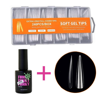 Gel tips Stylet XXL transparent 240 pcs + ADORE Funky Tips Glue Gel 15 ml