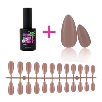 Gel tips for nail extension Latte almond 240 pcs + ADORE Funky Tips Glue Gel 15 ml