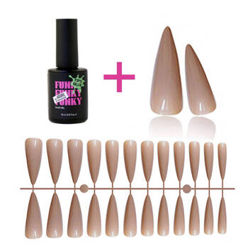 Gel tips for nail extension Latte stylet 240 pcs + ADORE Funky Tips Glue Gel 15 ml