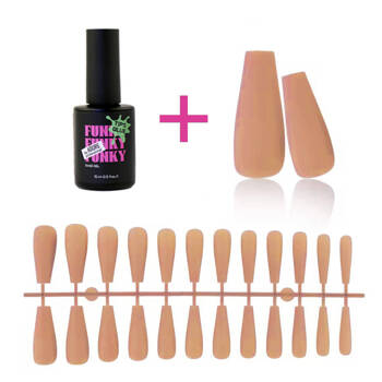 Gel tips for nail extension Nude ballerina 240 pcs + ADORE Funky Tips Glue Gel 15 ml