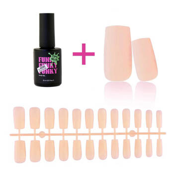 Gel tips for nail extension Soft Nude square 240 pcs + ADORE Funky Tips Glue Gel 15 ml