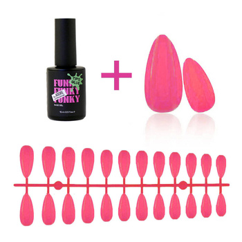 Gel tips for nail extension pink almond 240 pcs + ADORE Funky Tips Glue Gel 15 ml