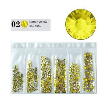 Glass rhinestones for nails Golden 02 set of 6 sizes 1,5-3,0mm