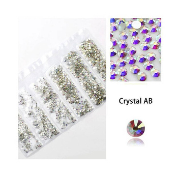 Glass rhinestones for nails holographic set of 5 sizes 1.2-2.0 mm.