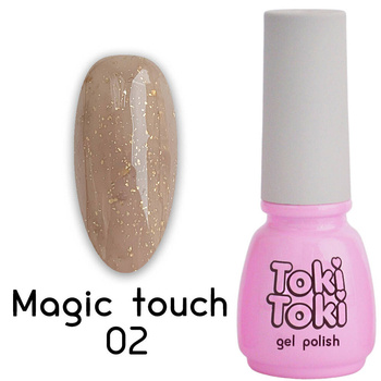 Hybrid nail Toki-Toki Magic Touch 02 brown with small particles of potallu 5ml