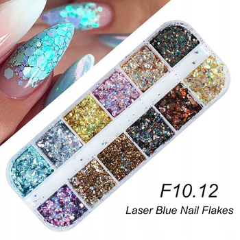 Nail art glitters, F10.12 set of 12 colors