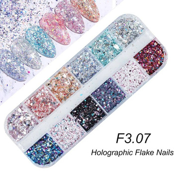 Nail art glitters, set of 12 colors