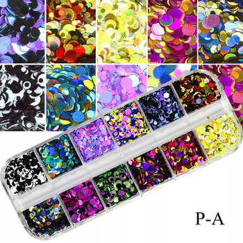 Nail decoration Confetti Circles P-A, set of 12 colors