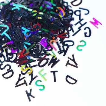 Nail decorations alphabet holographic black letters