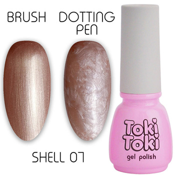 Pearl Hybrid Nail Polish Toki Toki Shell 07 Pearl Effect Dark Beige with a Delicate Shine 5ml