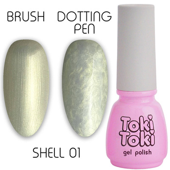 Pearl Hybrid Varnish Toki Toki Shell 01 Pearl Effect Yellow with a delicate shine 5ml