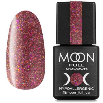 Reflective hybrid varnish MOON Full Flake Disco 01 red with glitter 8ml