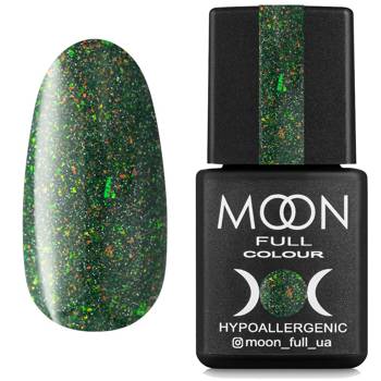 Reflective hybrid varnish MOON Full Flake Disco 04 green with glitter 8ml