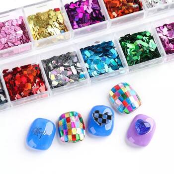 Square laser sequins / nail glitter 12 colors