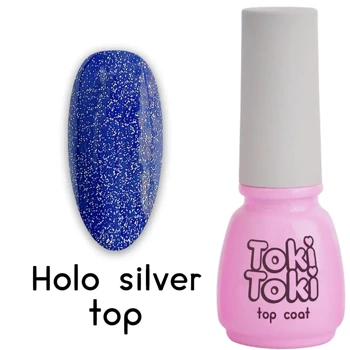 Toki Toki Holo Silver Top hybrid top with "confetti" effect 5 ml