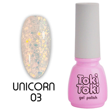 Toki-Toki Unicorn UN03 hybrid nail polish milky pink with glitter 5ml