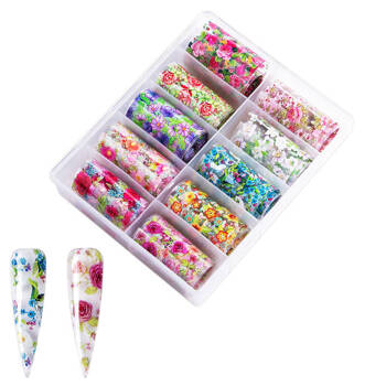 Transfer foil for nail styling flowers , set of 10 pcs