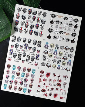 Water stickers for manicure, nail art, Halloween, BN-1435, sheet of 6 pcs