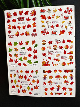 Water stickers for manicure, nail art, autumn, BN-1513  sheet of 6 pcs