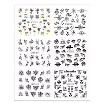 Water stickers for manicure, nail art, flowers, BN-1567, sheet of 6 pcs