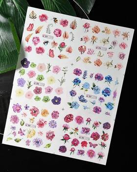 Water stickers for manicure, nail art,flowers, BN-1771, sheet of 6 pcs
