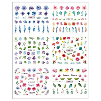 Water stickers for manicure, nail art, flowers, BN-937, sheet of 6 pcs