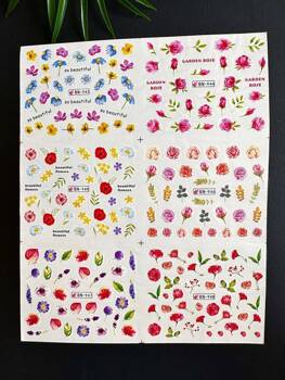 Water stickers for manicure, nail art, flowers, BN-943, sheet of 6 pcs