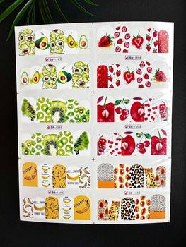 Water stickers for manicure, nail art, fruit, BN-1597, sheet of 6 pcs