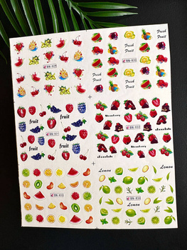 Water stickers for manicure, nail art, fruit, BN-829, sheet of 6 pcs