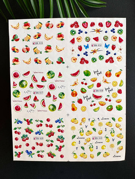 Water stickers for manicure, nail art, fruit, BN-835, sheet of 6 pcs