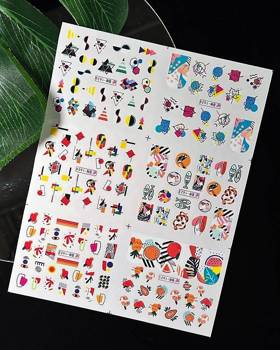 Water stickers for manicure, nail art, geometric figures, BN-1621, sheet of 6 pcs