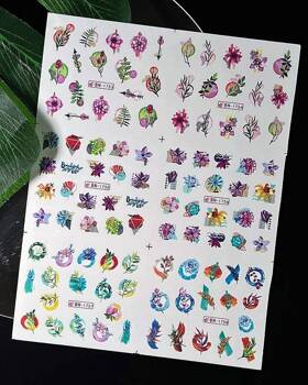 Water stickers for manicure, nail art, leaves, BN-1753, sheet of 6 pcs