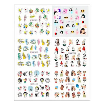 Water stickers for manicure, nail art, line art, BN-1627, sheet of 6 pcs