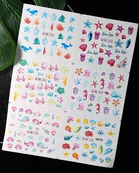 Water stickers for manicure, nail art, marine, BN-1819, sheet of 6 pcs