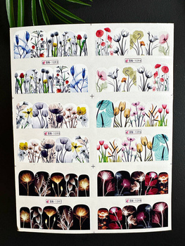 Water stickers for manicure, nail art, plants, BN-1093, sheet of 6 pcs