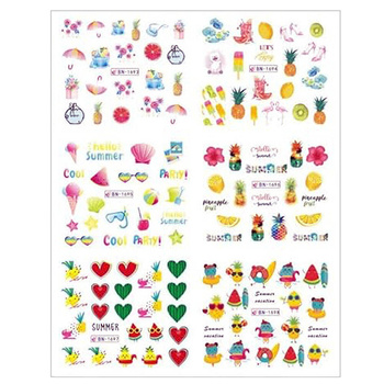 Water stickers for manicure, nail art,summer, BN-1693, sheet of 6 pcs