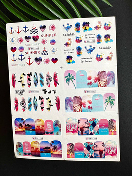 Water stickers for manicure, nail art, summer, BN-1699, sheet of 6 pcs