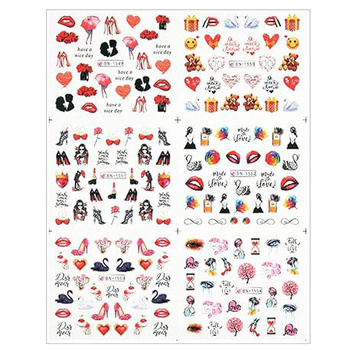 Water stickers for manicure, nail art, swan, BN-1549, sheet of 6 pcs